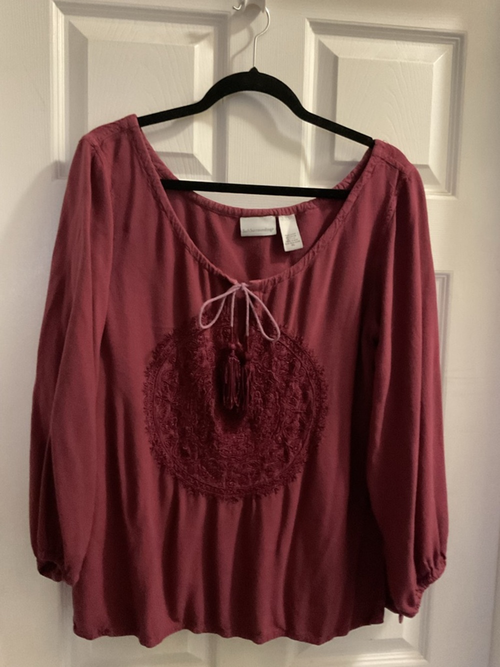 Soft Surroundings Embroidered Peasant Tunic - Rose Mauve